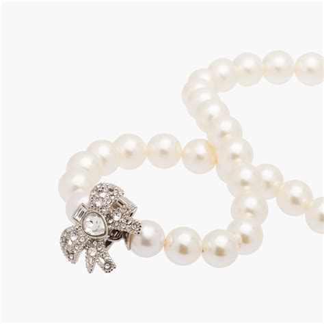 miu miu pearl necklace|Cream/cristal Pearl Necklace .